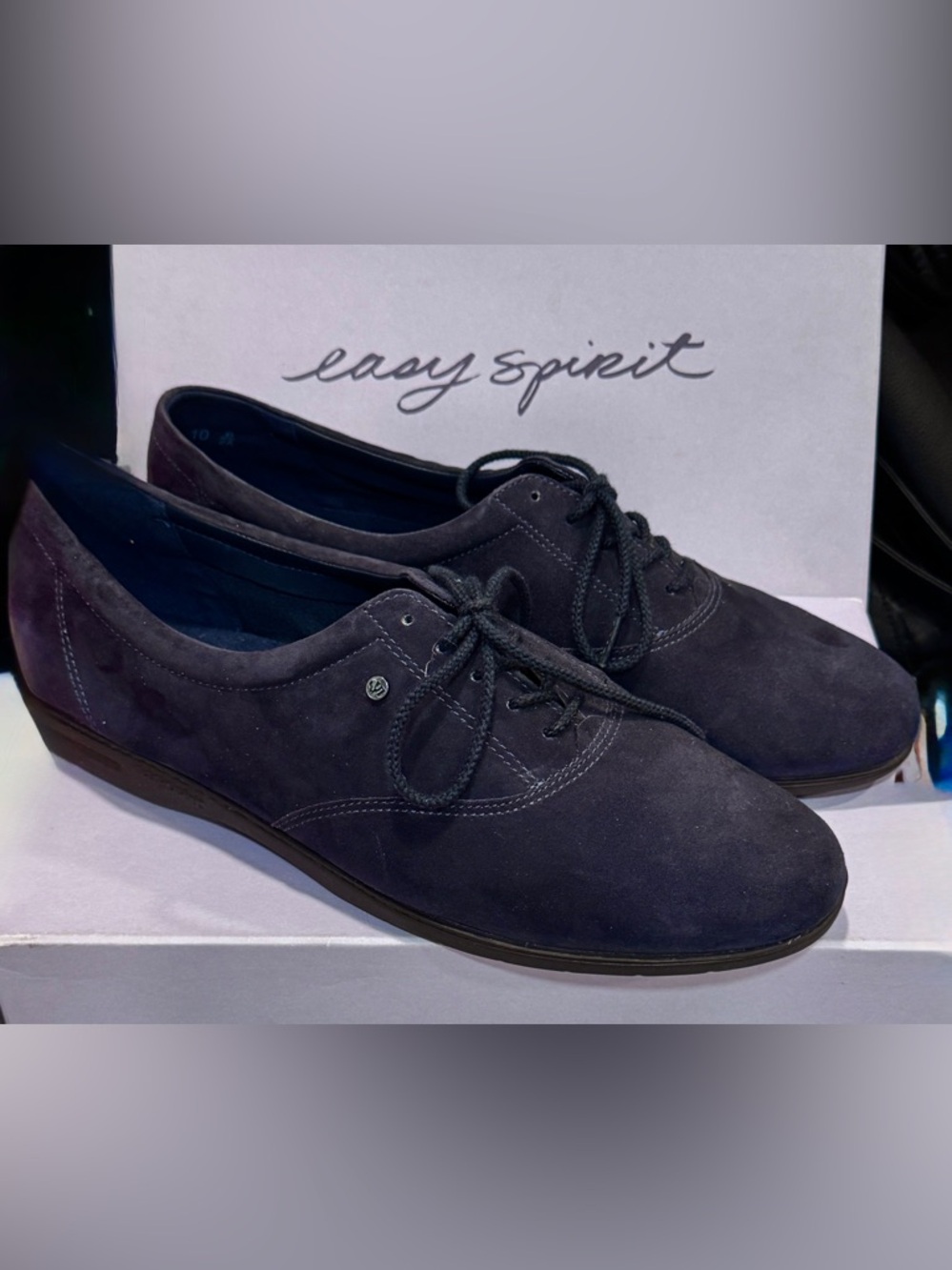 Easy Spirit Esmotion Navy Suede Lace-Up Oxford Shoes Size 10M